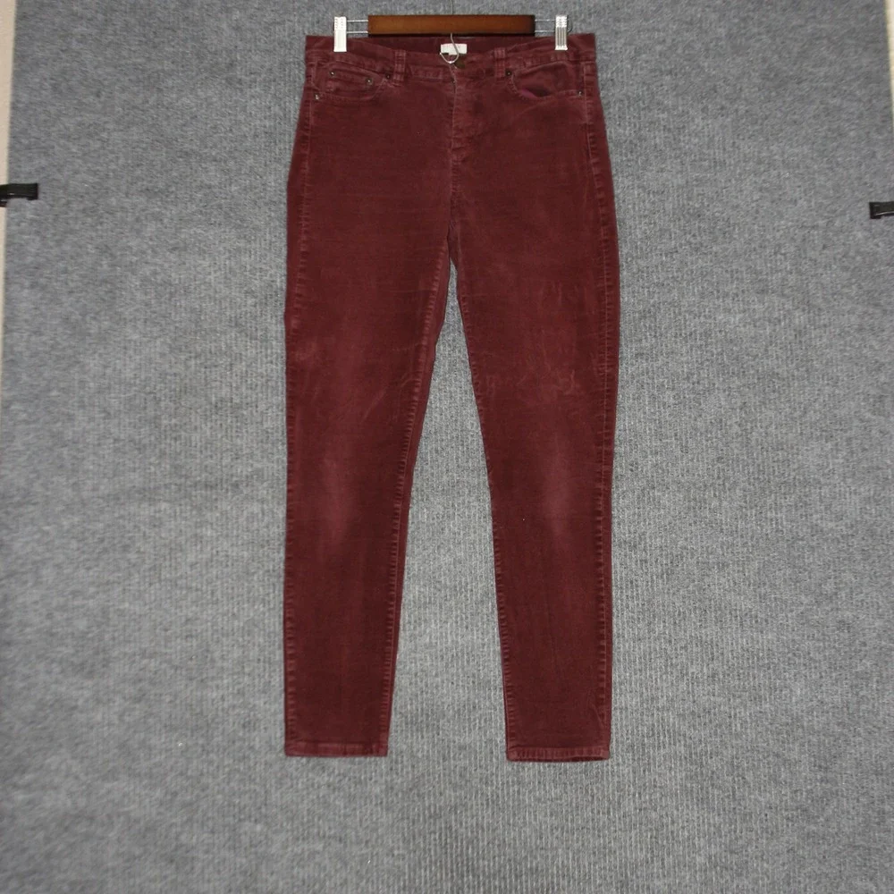 J. Crew Stretch‎ Velour Pants Burgundy Women's Size 29 Slim Fit B4104 Classic